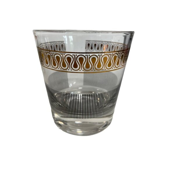 Rocks Glass Dominion Gold Swirl Black Line MCM Vintage SET OF 4 - Picture 6 of 6